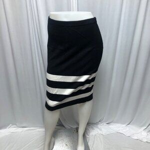 Elle Skirt Womens Size Medium Black White Knit Knee Length Pencil Office Evening
